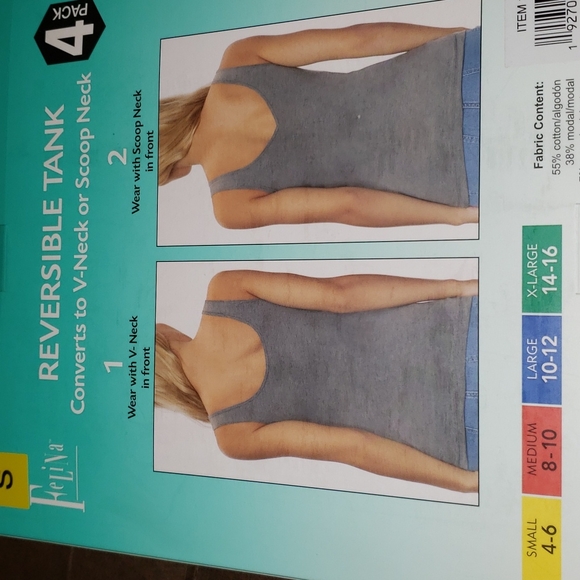 4 Pack Reversible Tank Size S, M and XL - Picture 4 of 6